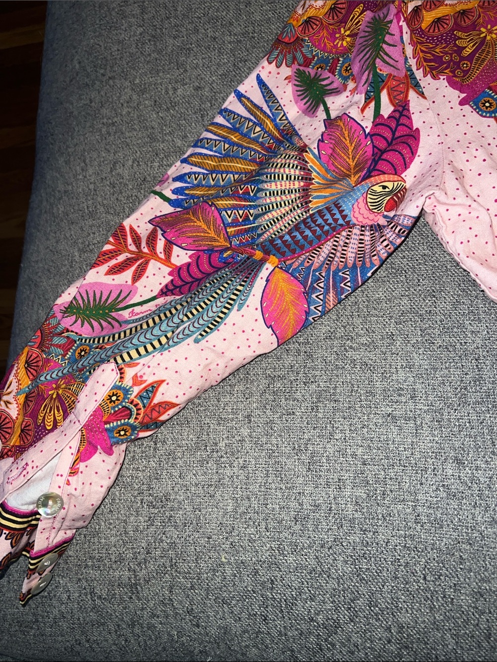 Farm Rio Anthropologie Colorful Tropical Bird Print Button-Up Blouse - NWOT - XL - Picture 13 of 17